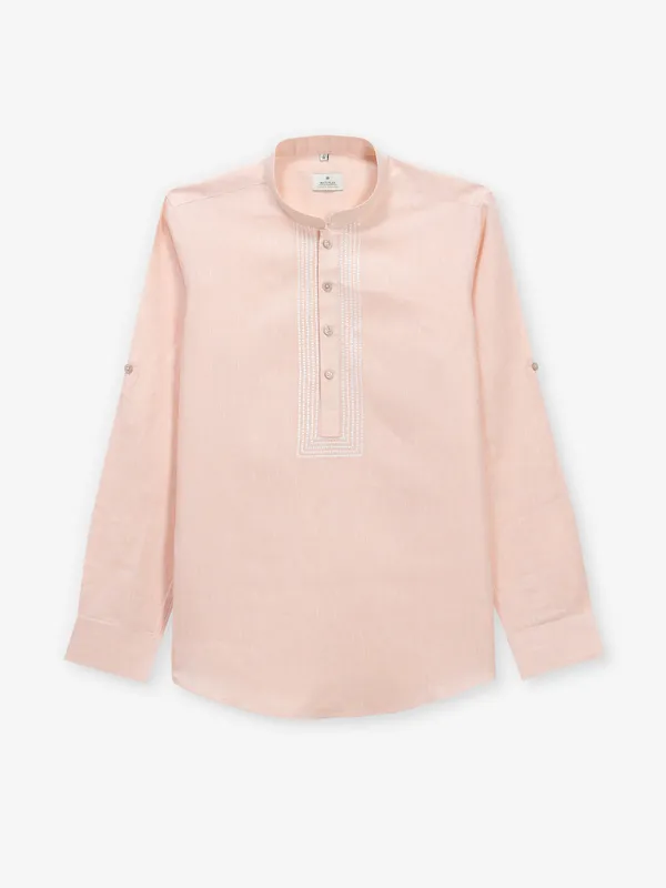 Light peach cotton kurta style shirt