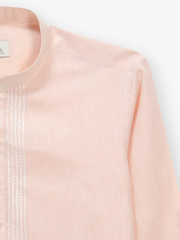 Light peach cotton kurta style shirt
