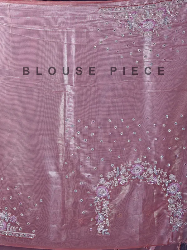 Light peach organza saree for party elegance