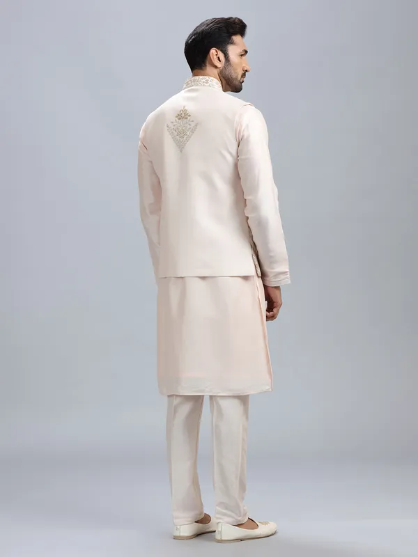 Light peach silk waistcoat set for men