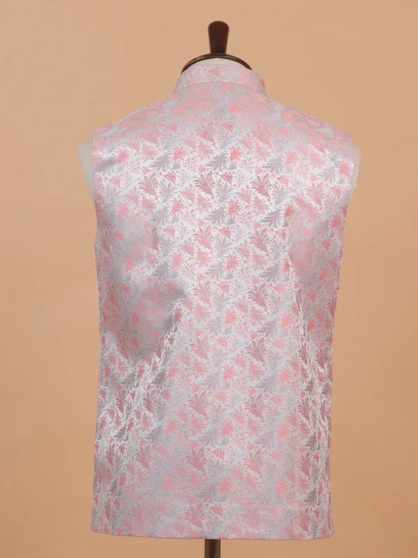 Light pink and grey waistcoat in brocade fabric