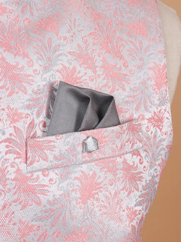 Light pink and grey waistcoat in brocade fabric