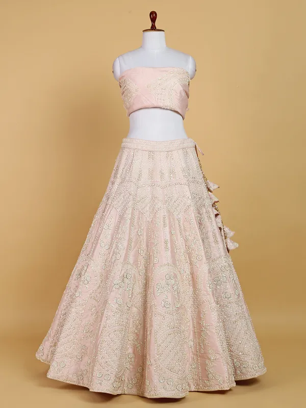 Light pink bridal unstitched lehenga choli