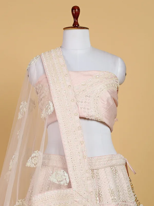 Light pink bridal unstitched lehenga choli