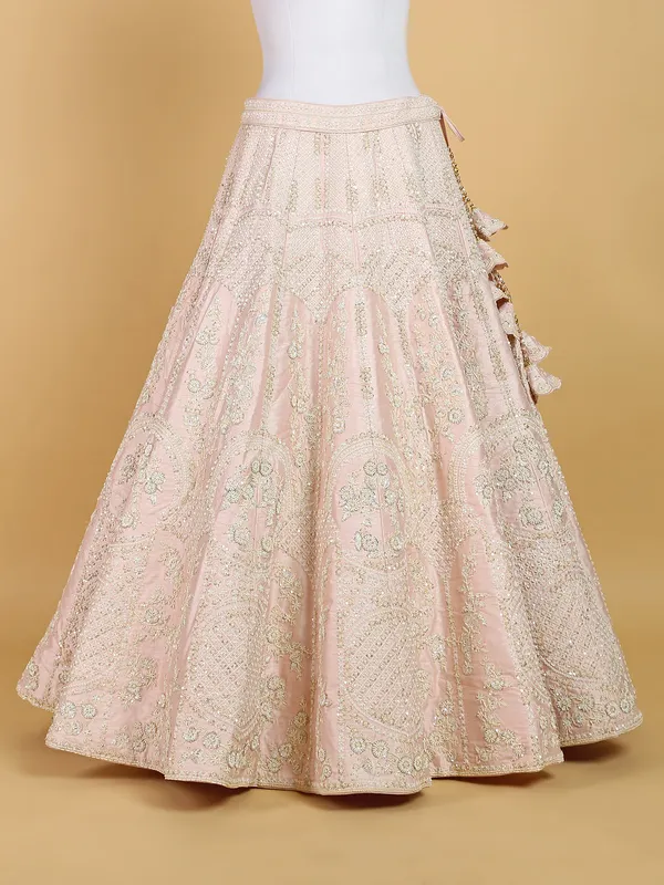 Light pink bridal unstitched lehenga choli