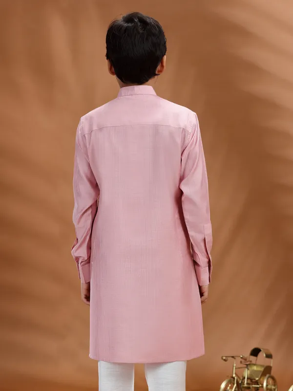 Light pink cotton kurta for festive dressing
