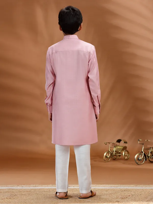 Light pink cotton kurta pant set