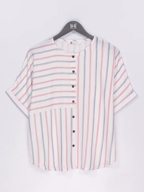 Light pink cotton stripe top