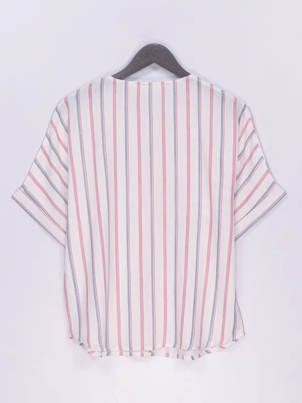 Light pink cotton stripe top