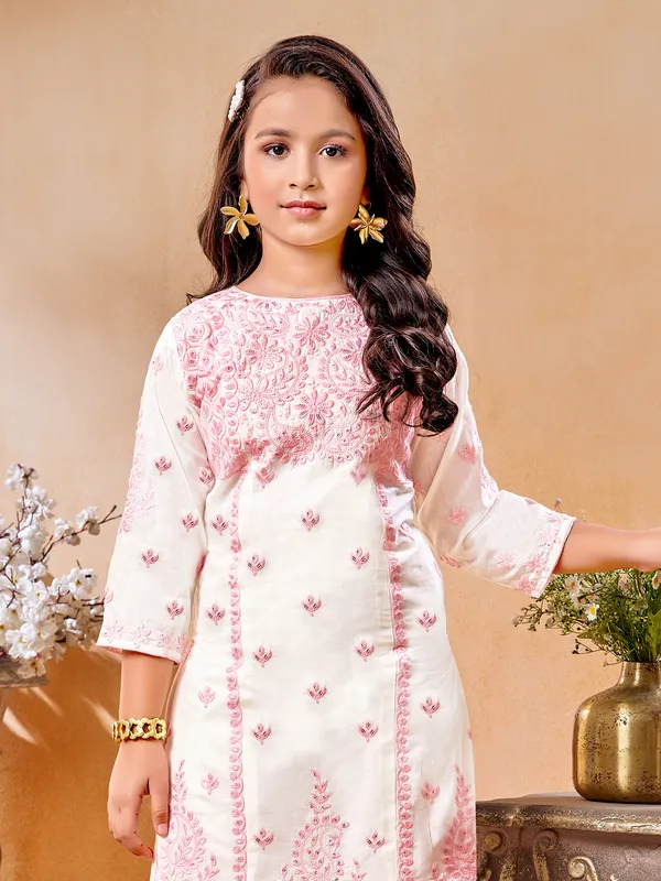 Light pink embroidery cotton salwar suit