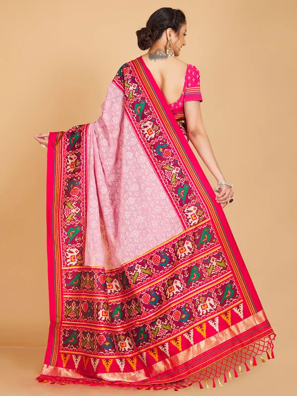 Light pink georgette saree with lucknowi