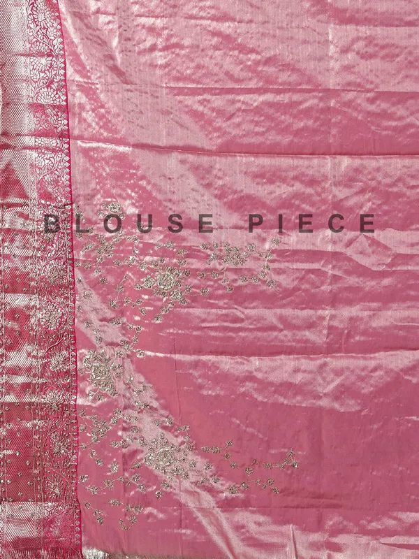 Light pink kanjivaram silk saree cutdana detailing