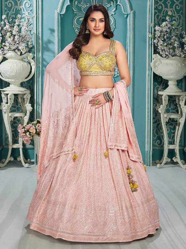 Light pink lehenga choli with dupatta