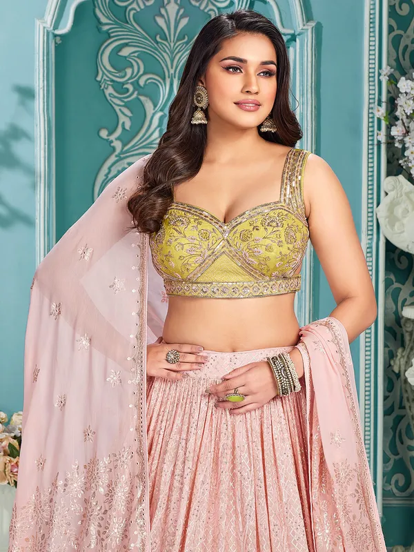 Light pink lehenga choli with dupatta