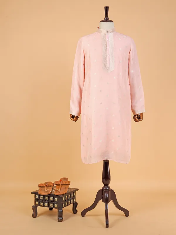 Light pink linen kurta suit for festive