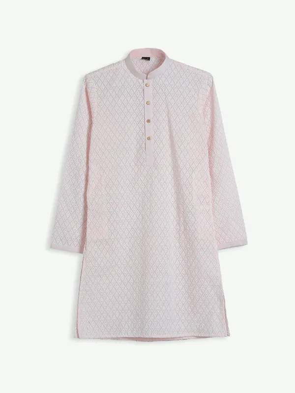 Light pink lucknowi kurta suit