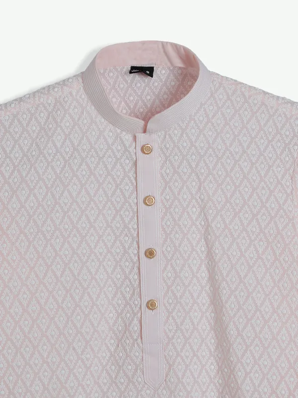 Light pink lucknowi kurta suit