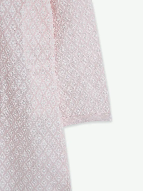 Light pink lucknowi kurta suit
