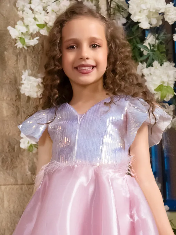 Light pink organza frock for girls
