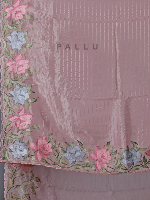 Light pink organza saree for special ocassion