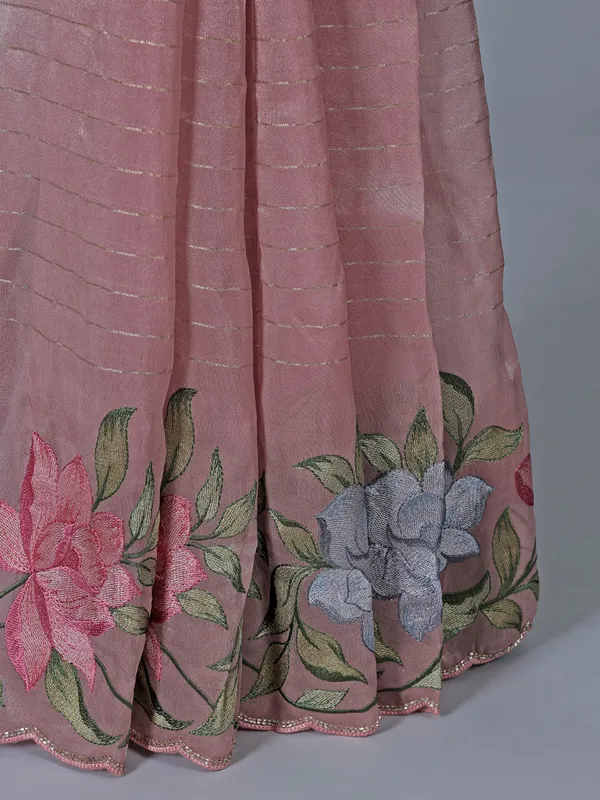 Light pink organza saree for special ocassion