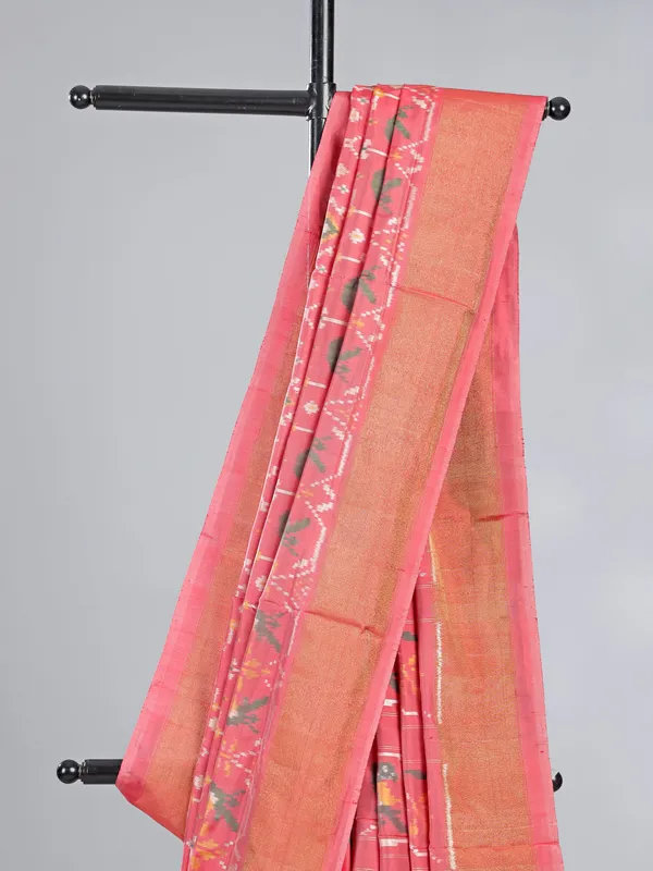 Light pink patola silk saree for festival