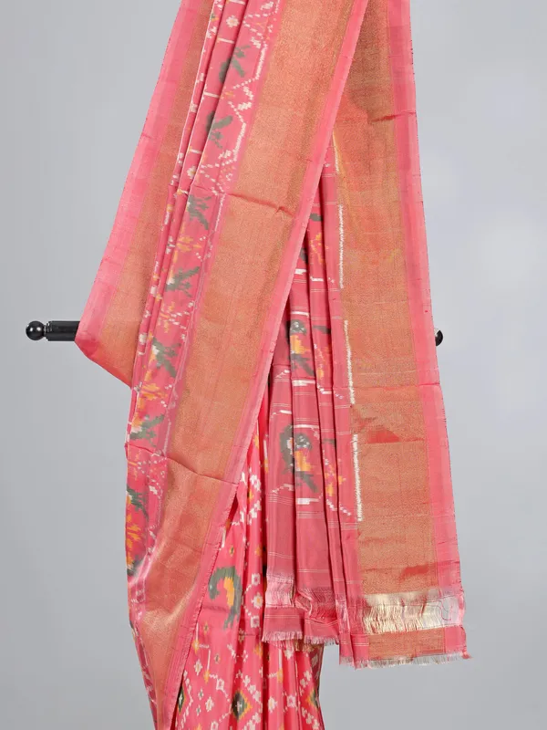 Light pink patola silk saree for festival