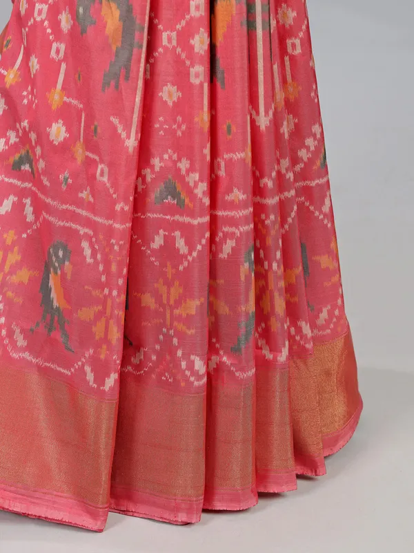Light pink patola silk saree for festival