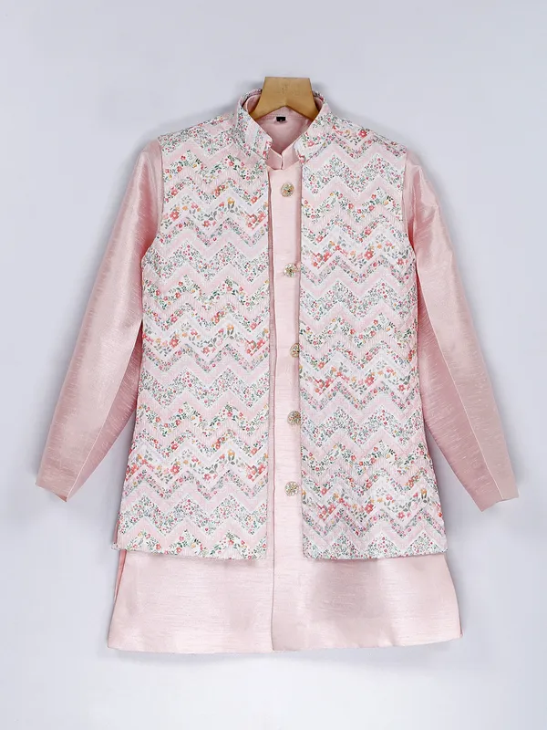 Light pink silk boys waistcoat set