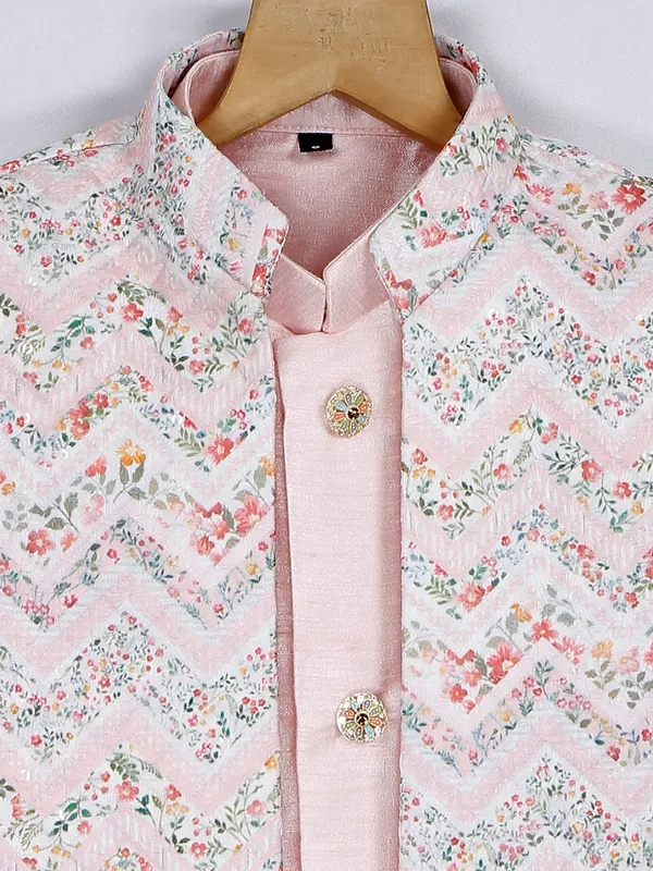 Light pink silk boys waistcoat set