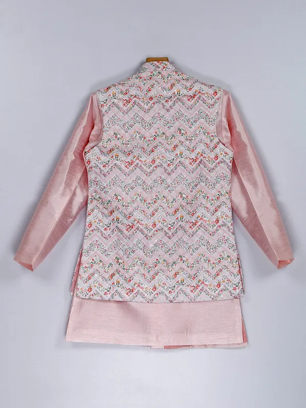Light pink silk boys waistcoat set