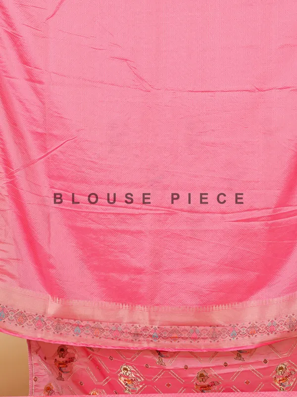 Light pink silk festive saree with zari work