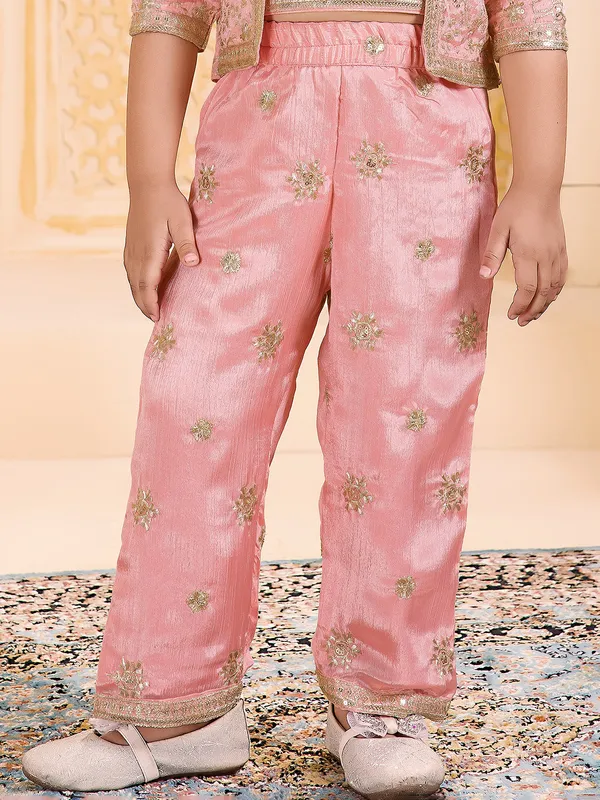 Light pink silk jacket style designer salwar suit