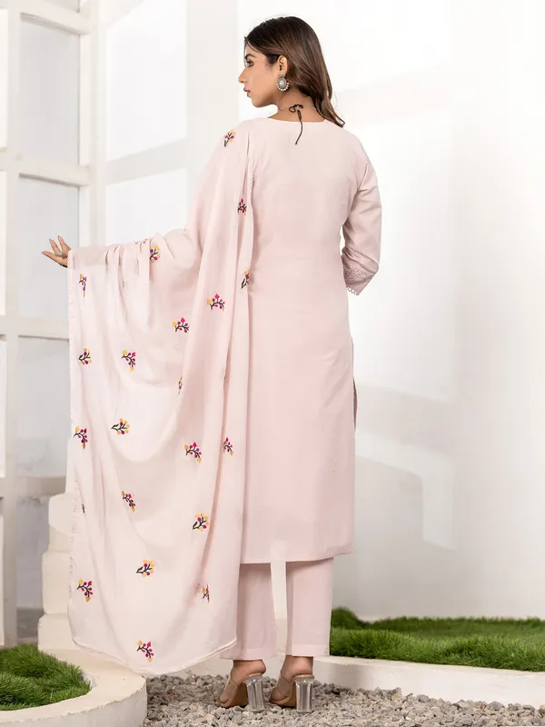 Light pink silk kurti set for festive