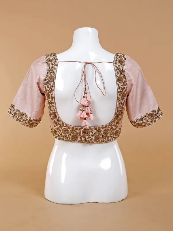 Light pink silk ready made blouse