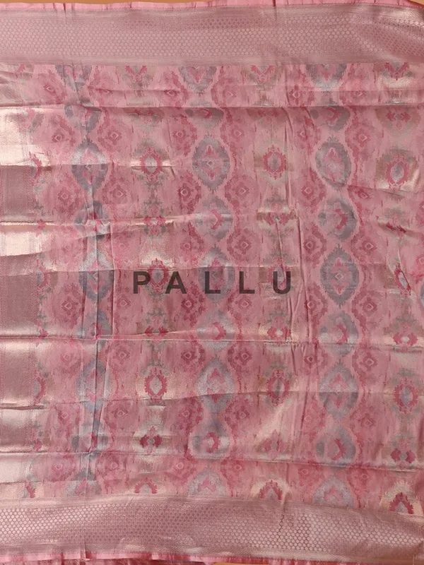 Light pink silk saree with print