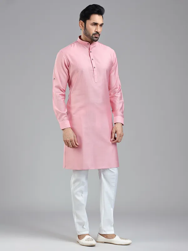 Light pink simple yet classy kurta set for festival