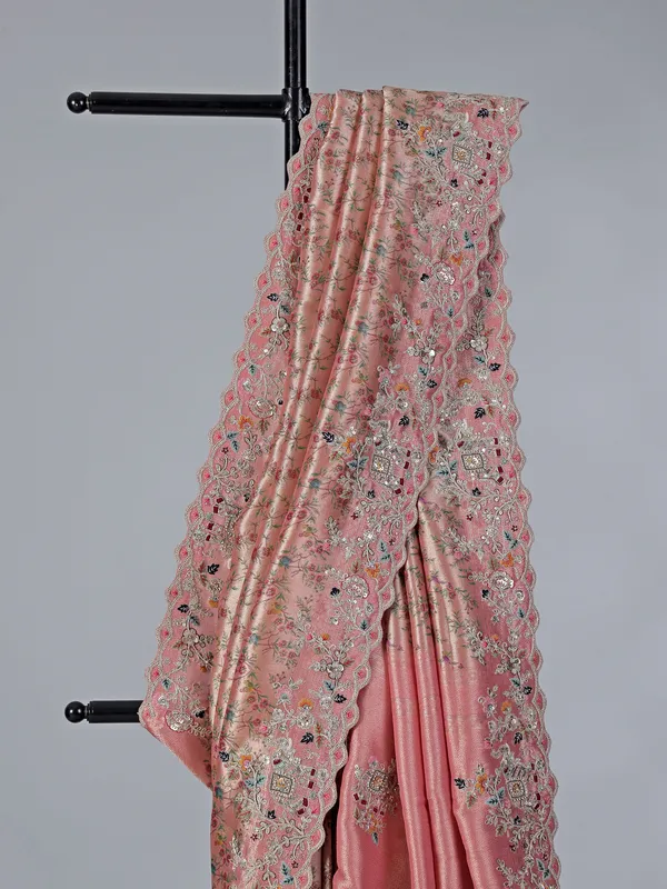 Light pink wedding kanjivaram silk saree