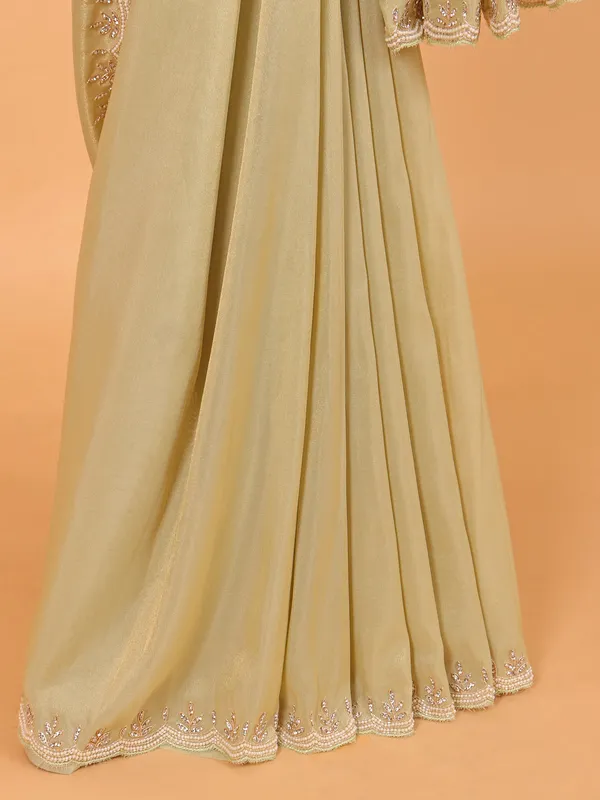 Light pista green organza saree for wedding wear