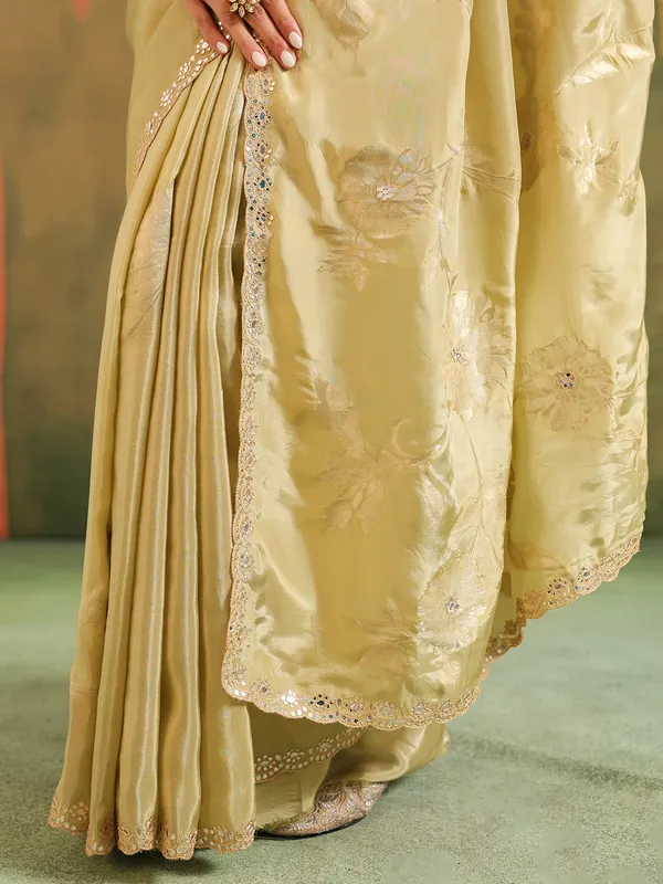 Light pista green silk saree wedding collection