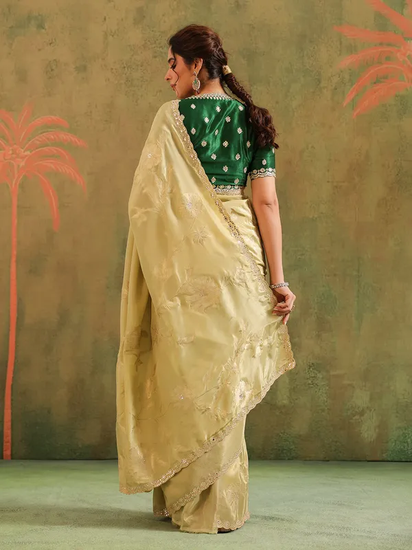 Light pista green silk saree wedding collection