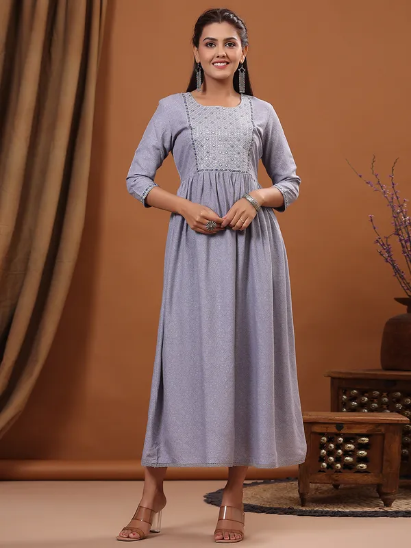 Light purple cotton printed kurti
