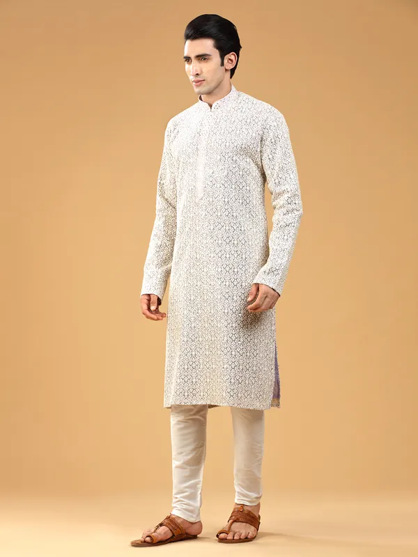 Light purple georgette  Men Kurta pajama for festive