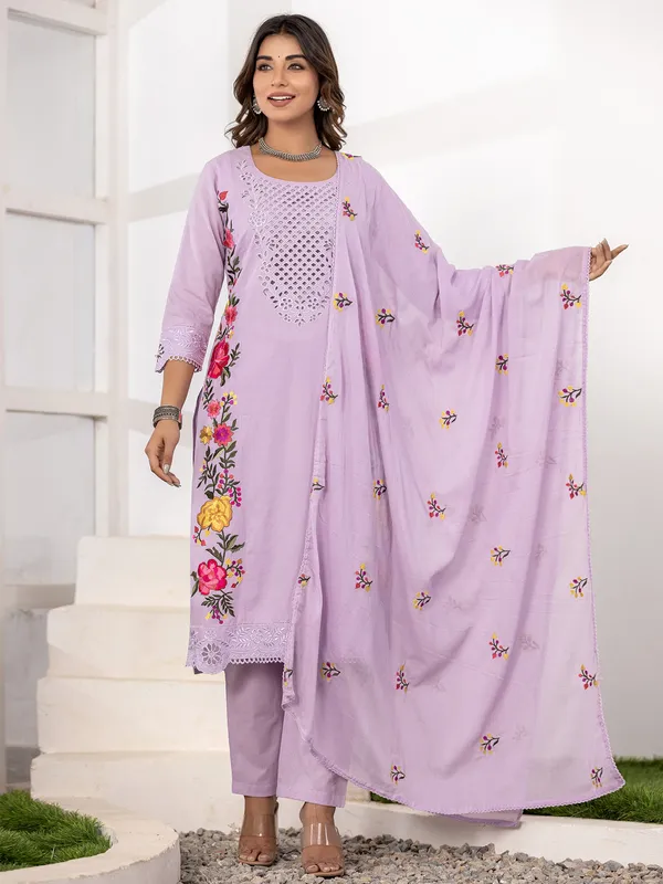Light purple kurti set for festive