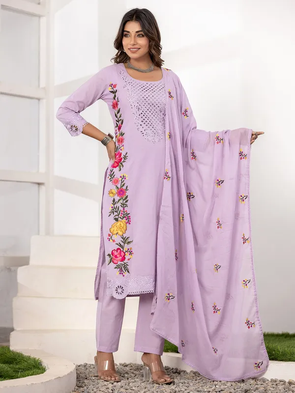 Light purple kurti set for festive