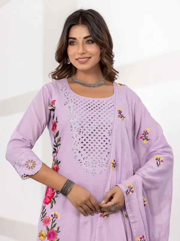 Light purple kurti set for festive