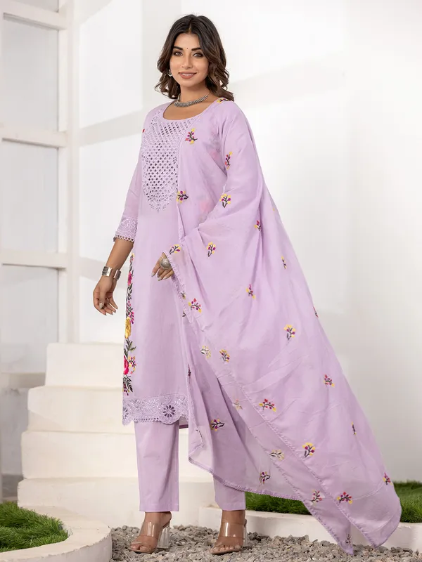 Light purple kurti set for festive