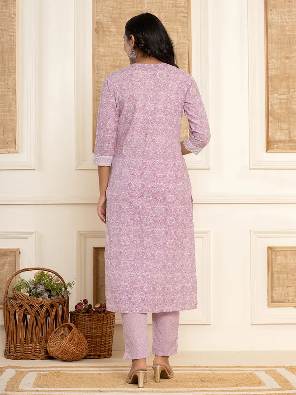 Light purple kurti set with dupatta