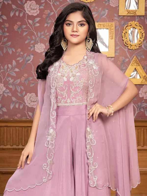 Light purple laycra palazzo salwar suit