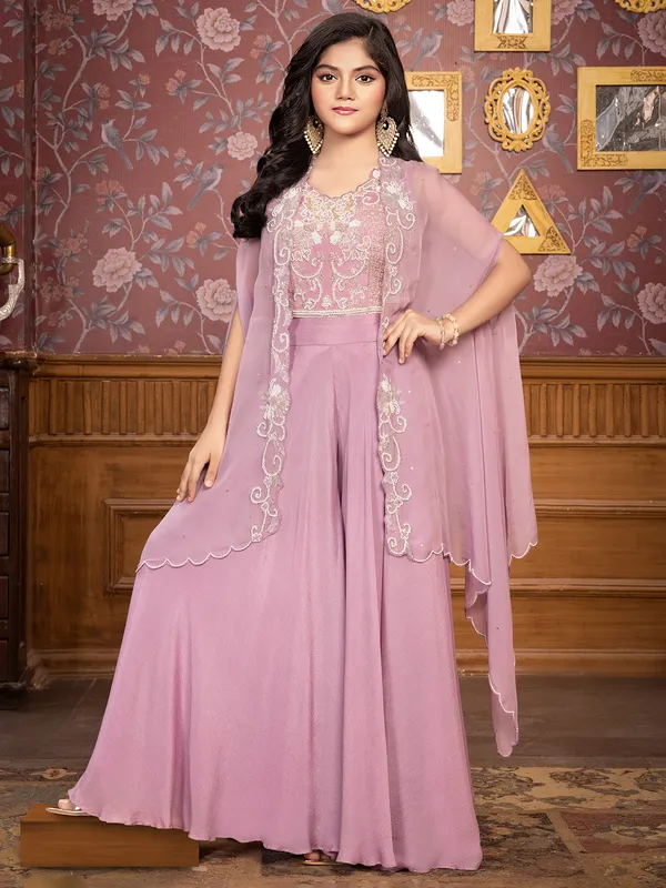 Light purple laycra palazzo salwar suit